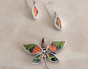 Ethically Sourced Real Butterfly Wing Jewelry Set | 950 Silver Real Butterfly Jewelry Set | Recycled Butterfly Wing Jewelry Set