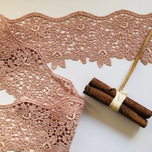 The Lace Co. Beautiful Coffee Skintone 3" Cut-Out Guipure/Venise Lace Trim