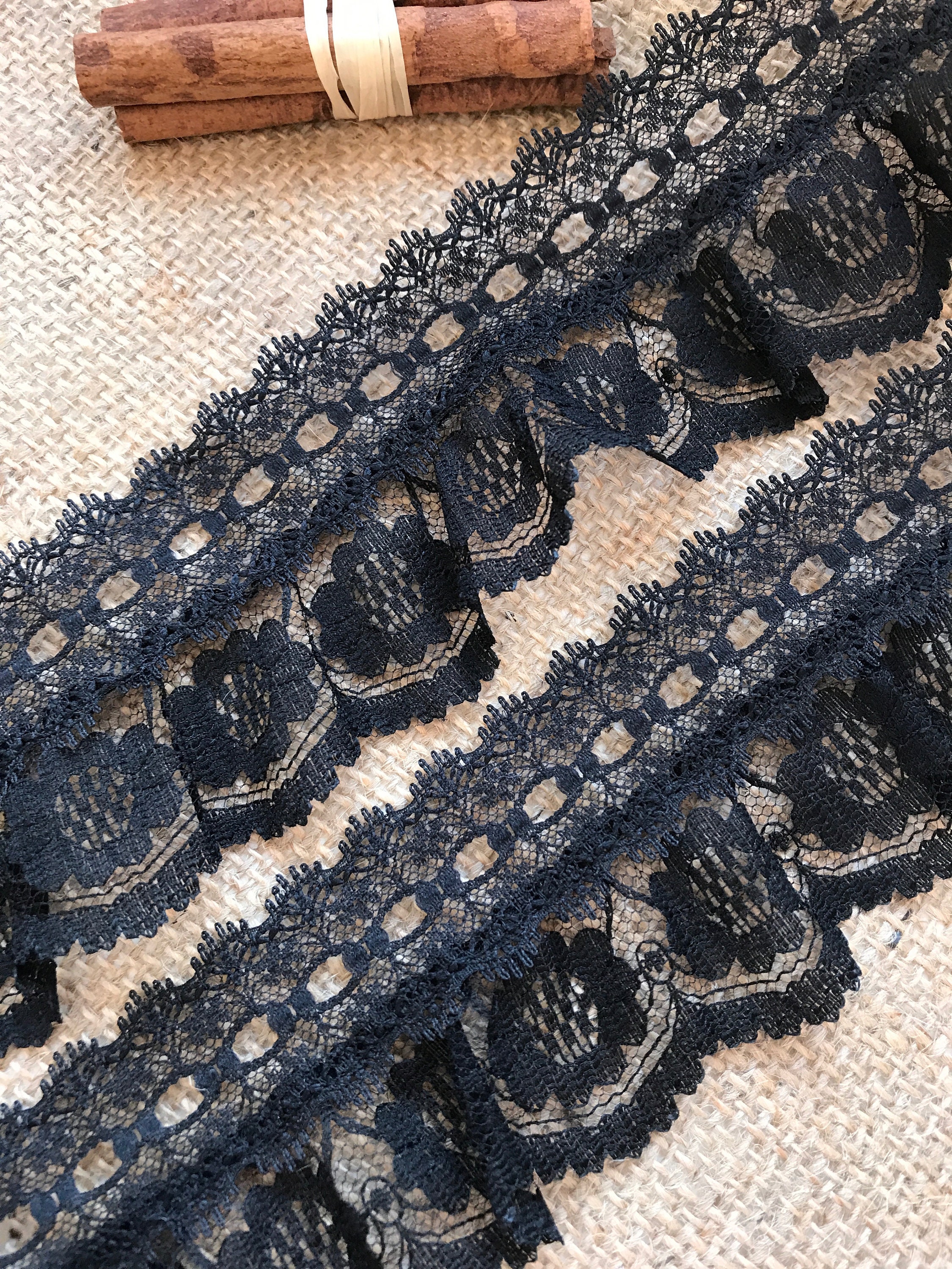 black eyelet lace trim