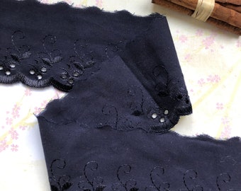 The Lace Co. Navy Blue Embroidered Broderie Anglaise Lace Trim 3"