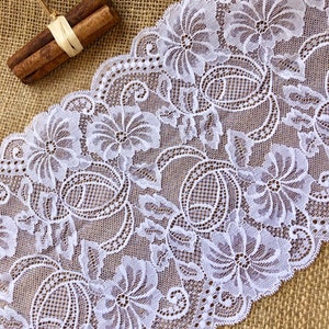 Ribete de encaje blanco suave y elástico de The Lace Co., 18 cm/7"