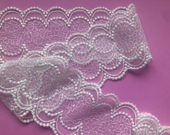 The Lace Co. Superbe bordure en dentelle de tulle brodée ivoire délicate de 9 m 7,5 cm/3 po.