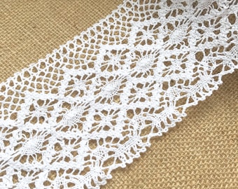 The Lace Co. White Premium Cotton Nottingham Lace trim 11 cm/4.25"