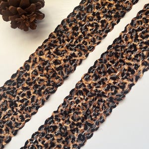 The Lace Co. Leopard Animal  Print Nottingham Stretch Lace Trim 6 cm/2.25”