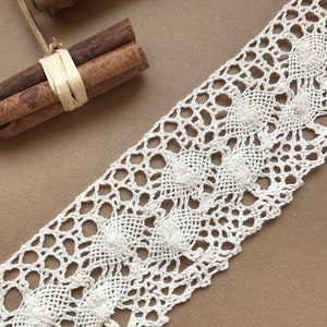 The Lace Co. Natural Ecru Nottingham Cotton Crochet Cluny Lace 7 cm/2.75"