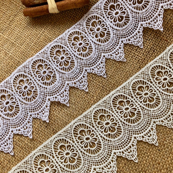 The Lace Co. White or Ivory Victorian Style Premium Guipure Lace Trim 8cm/3"