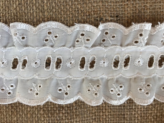 5cm//2/" White Cotton Eyelet//Ribbon Slot Broderie Anglaise Flat Lace Trim x 5 Metr