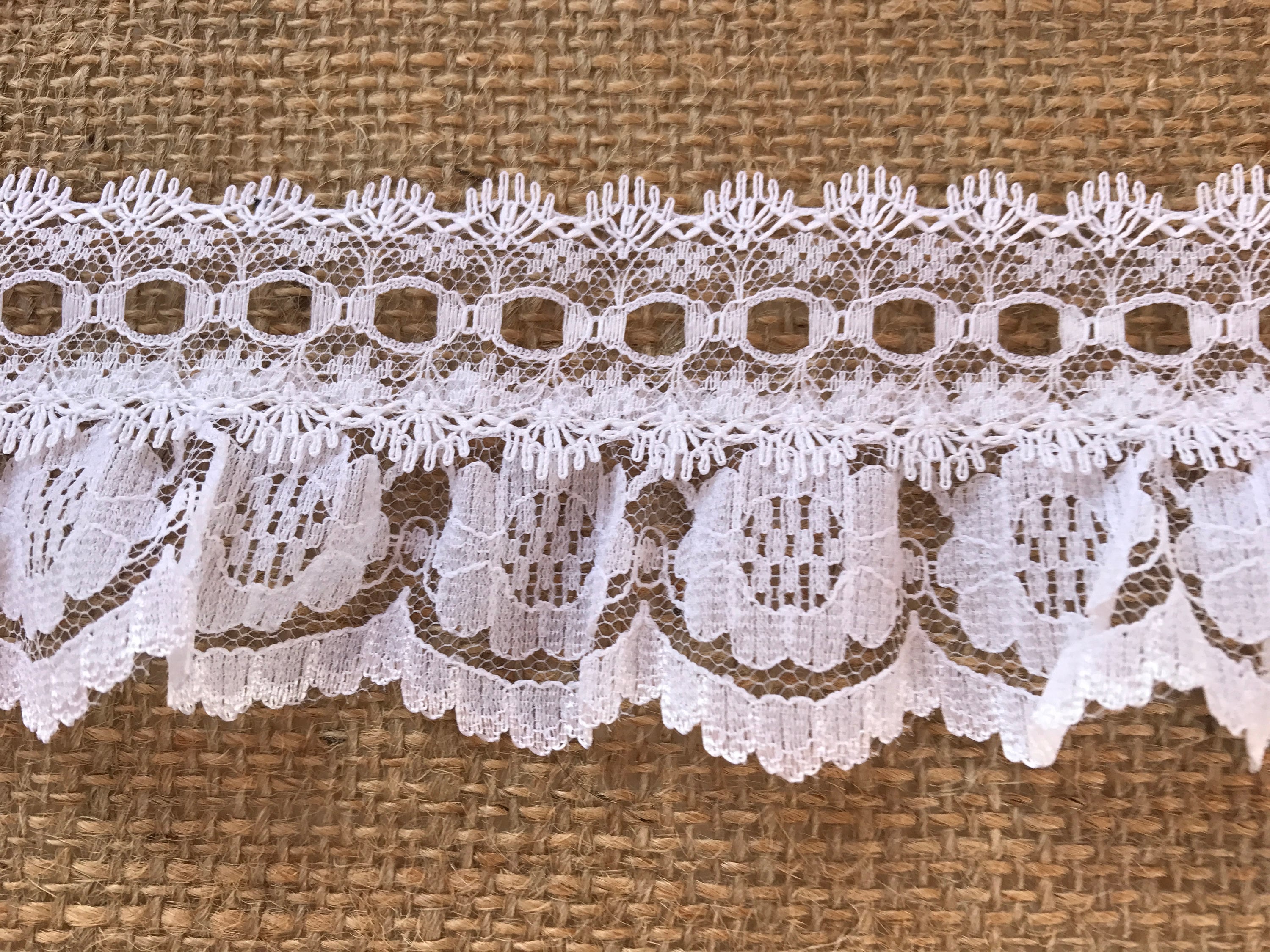 White with White Eyelet Gathered Lace Trim 6.5 cm/2.5 by Etsy