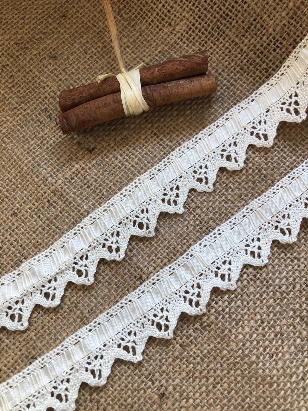 Last One Ribbon The Lace Co. 1 X 4 M (last Length!) Natural Ecru Nottingham Ribbon Slot ...