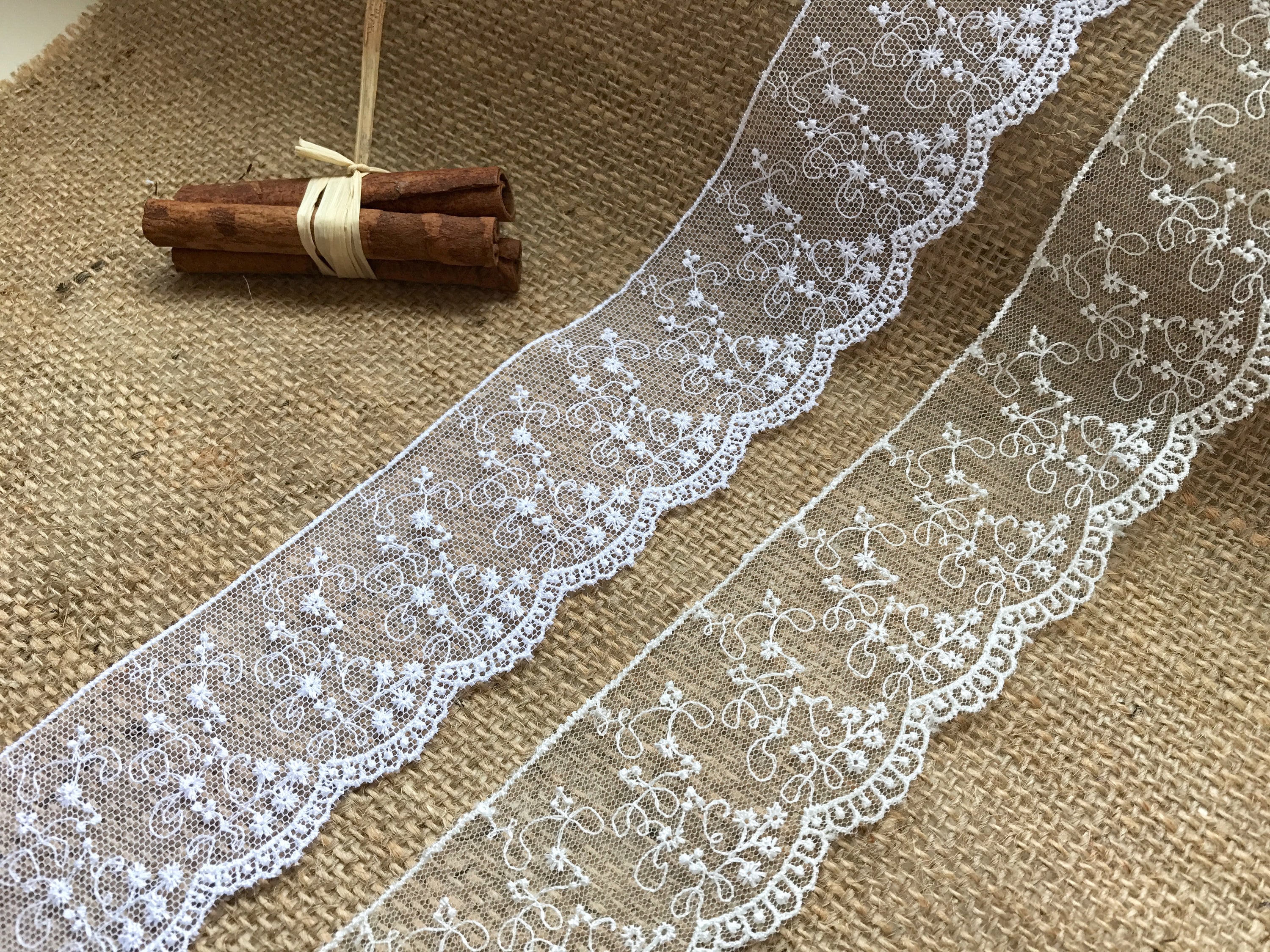 The Lace Co. Delicate Ivory Embroidered Tulle Lace Trim 5 cm/2