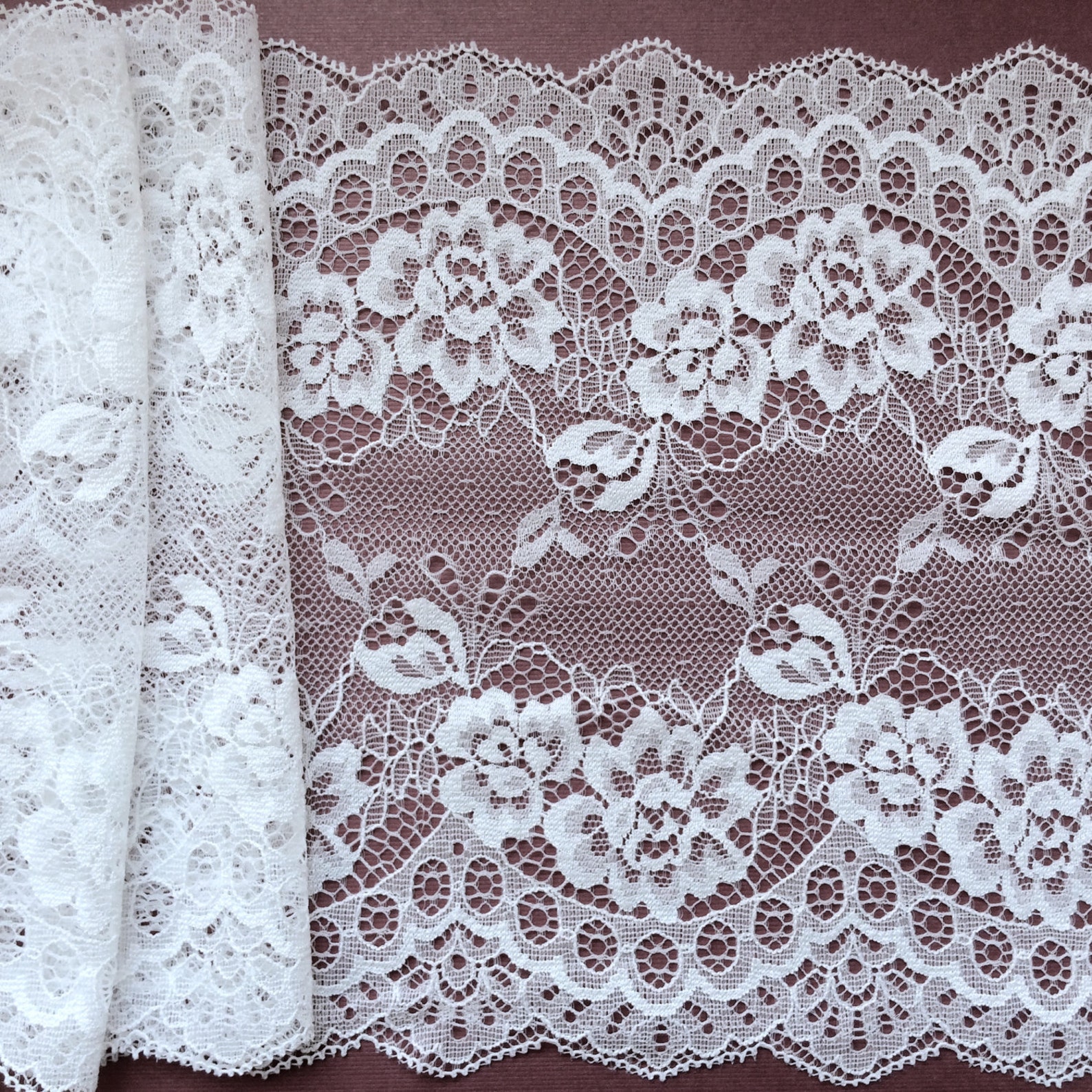 Soft White Clipped Wide Lace Trim 7.5 / 19 Cm by the Etsy UK