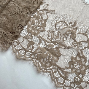 The Lace Co. 2 x 1,35 Meter Zarte Taupe Kaffee Wimpernrand Braut Tüll Spitzenbesatz 20cm/8 ”