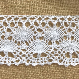 The Lace Co. White Premium Nottingham Cotton Cluny Lace 7 cm/2.75&quot;