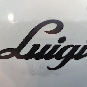 FIAT 500 Luigi, car sticker, tuning dimensions 10 x 5.3cm OVAL transparent
