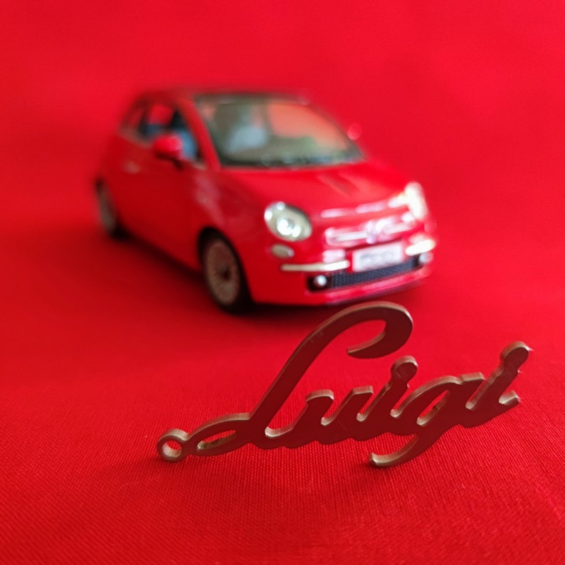 FIAT 500 e heart, emblem, key ring, Portachiavi Pendenti, KeychainAUTO or motorcycle lettering individually made image 8