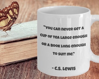 Taza de ratón de biblioteca, regalo literario, agradecimiento a los profesores de inglés, regalo para amantes de los libros, cita de CS Lewis