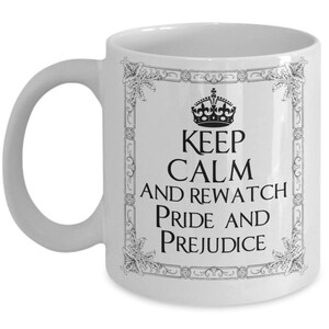 PRIDE AND PREJUDICE Coffee Mug Gift for Reader and Book Lover Watch Pride and Prejudice 1995 Ceramic Jane Austen Mug English Teacher Austin