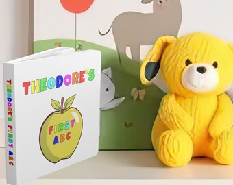 First ABC Book with Personalized Name, Alphabet Board Book for Babies and Toddlers, Early Learning, Custom Name Books, Gifts for Newborns