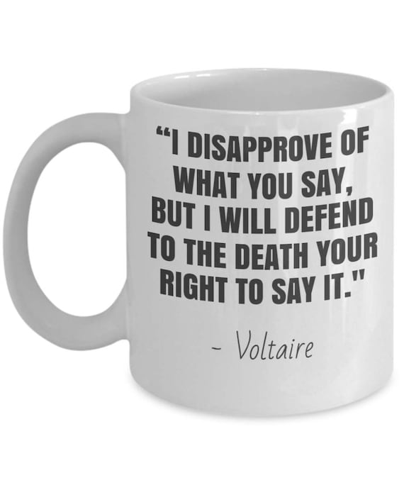 Voltaire Zitat Becher Freie Rede Meinungsfreiheit Ich Etsy