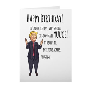 Donald Trump Birthday Card, Funny Trump Card, Political Birthday Gift, Gift for Republican, Humor Gag Card, Single Greeting Card w/ Envelope