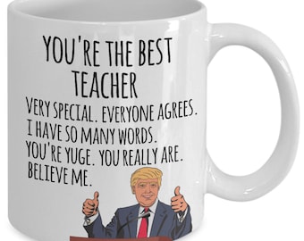 Taza para maestros, taza de Donald Trump, regalo divertido para maestros, regalo para estudiantes y maestros, agradecimiento a los maestros