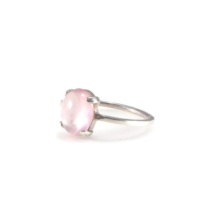Rose Quartz Cabochon Ring Gemstone Ring Rose Quartz Jewelry | Etsy