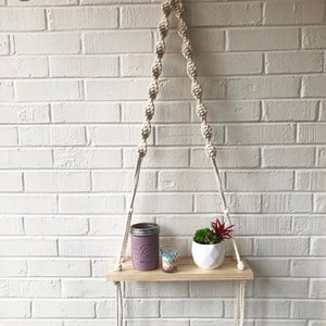 Macrame Hanging Shelf PDF, Modern Macrame End Table, Macrame Pattern, Macrame Plant Hanger, Wall Shelf DIY Craft image 2