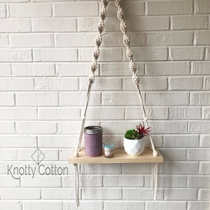 Macrame Hanging Shelf PDF, Modern Macrame End Table, Macrame Pattern, Macrame Plant Hanger, Wall Shelf DIY Craft image 1