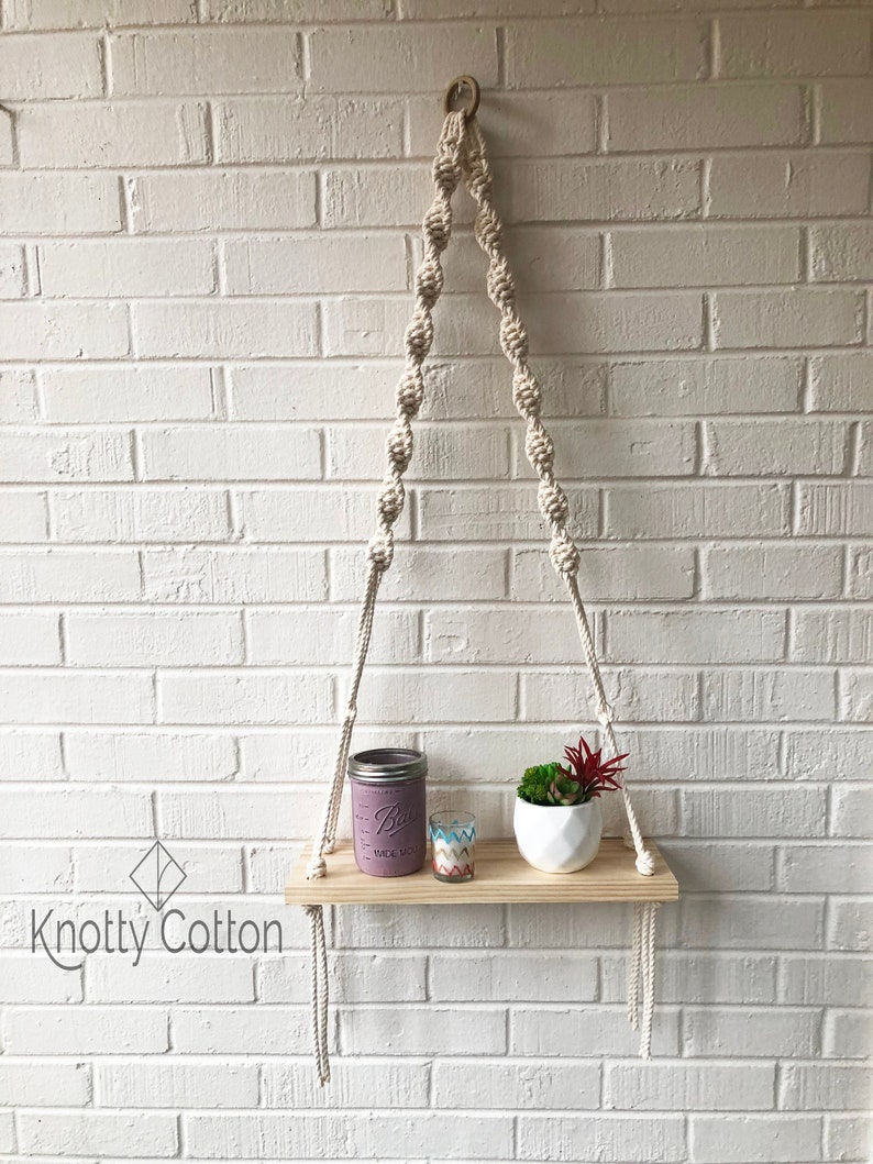 Macrame Hanging Shelf PDF, Modern Macrame End Table, Macrame Pattern, Macrame Plant Hanger, Wall Shelf DIY Craft image 1