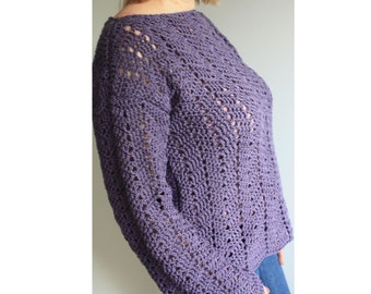 Crochet Pattern, Easy Crochet Sweater, Summer Crochet Tunic, Lace Crochet Top, Womens Crochet Sweater, Spring Crochet Jumper