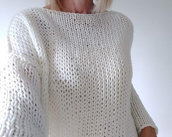 Easy Knit Oversized Sweater Pattern: Chunky Wool Jumper (PDF Pattern)