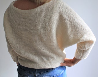 Batwing Sleeve Sweater Knitting Pattern: Easy Beginner Knit (Digital Download)
