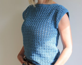 Modèle de crochet, haut au crochet facile, modèle de crochet pour les femmes, téléchargement de modèle PDF, tutoriel de crochet de pull d'été, gilet au crochet