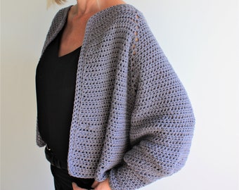 Easy Crochet Cardigan Pattern: Balloon Sleeve Oversize Design (PDF Pattern)