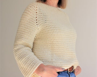 Modèle de crochet, pull au crochet Raglan facile, pull sans couture, modèle de pull surdimensionné, modèles de crochet pour femmes, crochet moderne