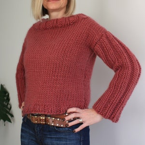 Chunky Knit Sweater Pattern Easy Cropped Knitting Pattern for - Etsy