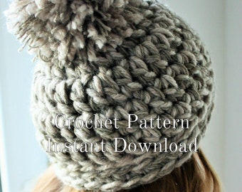 Crochet Hat Pattern Winter Hat Instant PDF Digital Download Unisex Hat Tutorial Womens Teens Beanie DIY