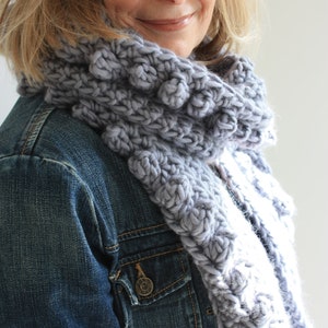 Crochet Scarf Pattern, Chunky Crochet Scarf, Oversized Scarf, Easy Crochet Pattern For Beginners, DIY Scarf, Boho Scarf PDF, Bobble Scarf