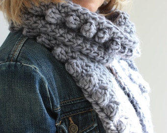 Chunky Crochet Scarf Pattern: Easy Bobble Scarf (PDF)