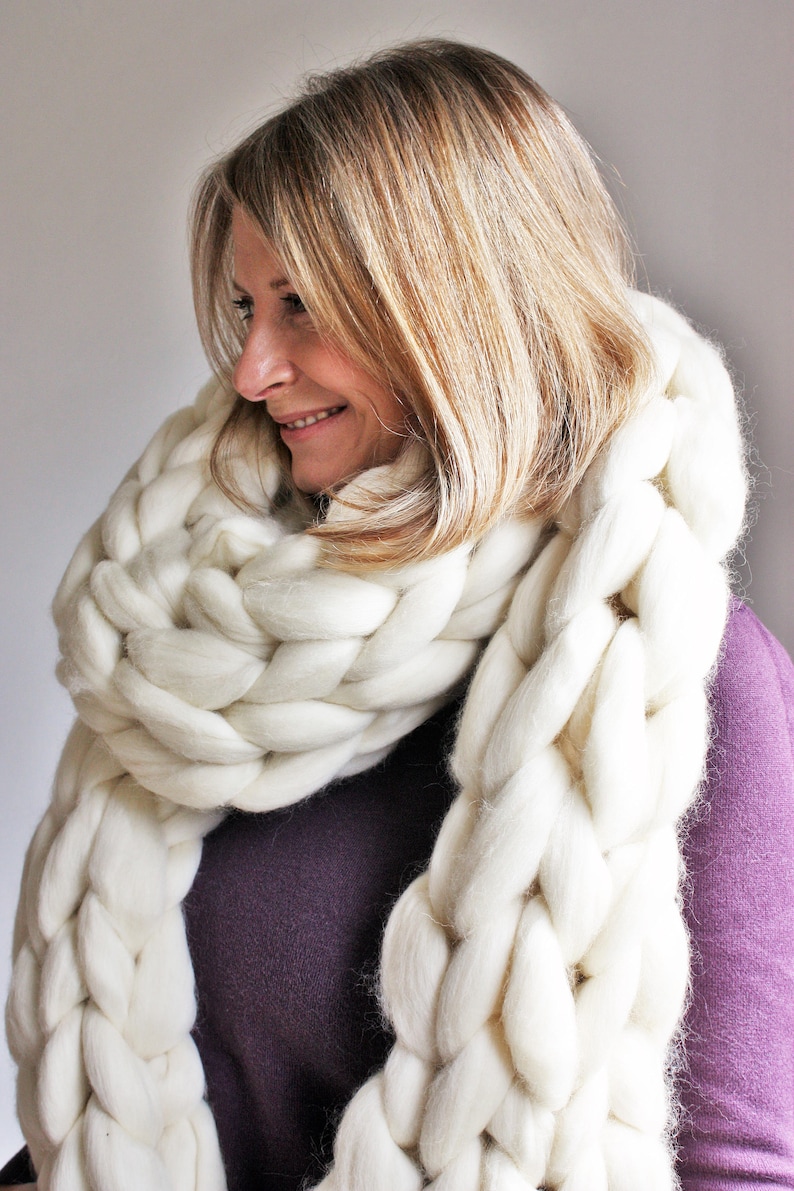 Chunky Knit Scarf Super Chunky Scarf Oversize Custom Knit Wool Etsy UK