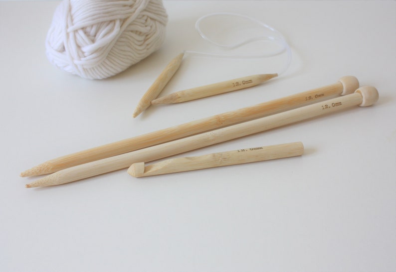 Circular Knitting Needles, Chunky Knit Needles, Wooden Needles Knitting Gift, Bamboo knitting needles 12mm, Beginner & Kids Knitting Needles image 9