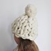 Winter Hat, Knitted Hat, Chunky Knit Hat, Wool Hat, Super Chunky Hat, Merino Hat, Pom pom Beanie, Giant Pom Pom, Knit White Hat, Womens Hats