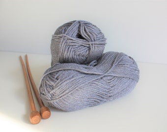 Knitting Wool, Grey Wool Yarn, Crochet Yarn, Worsted Weight Yarn, Aran Weight Wool, Merino Silk Yarn, Luxury Yarn For Knitting, UK Wool Shop