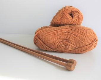 Knitting Wool, Ginger wool, Terracotta Yarn, Crochet Yarn, Worsted Weight Yarn, Aran Weight Wool, Merino Silk Yarn, Luxury Yarn, Wool Shop