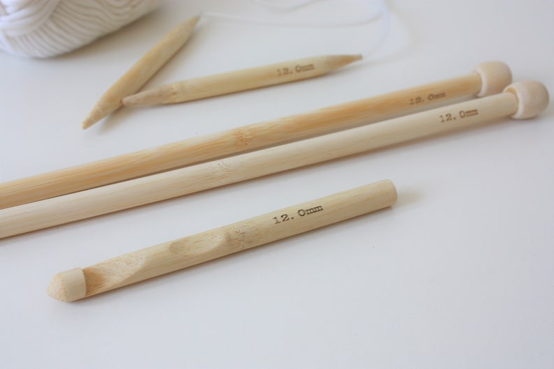 Circular Knitting Needles, Chunky Knit Needles, Wooden Needles Knitting Gift, Bamboo knitting needles 12mm, Beginner & Kids Knitting Needles image 8