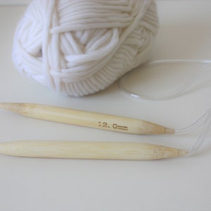 Circular Knitting Needles, Chunky Knit Needles, Wooden Needles Knitting Gift, Bamboo knitting needles 12mm, Beginner & Kids Knitting Needles image 1