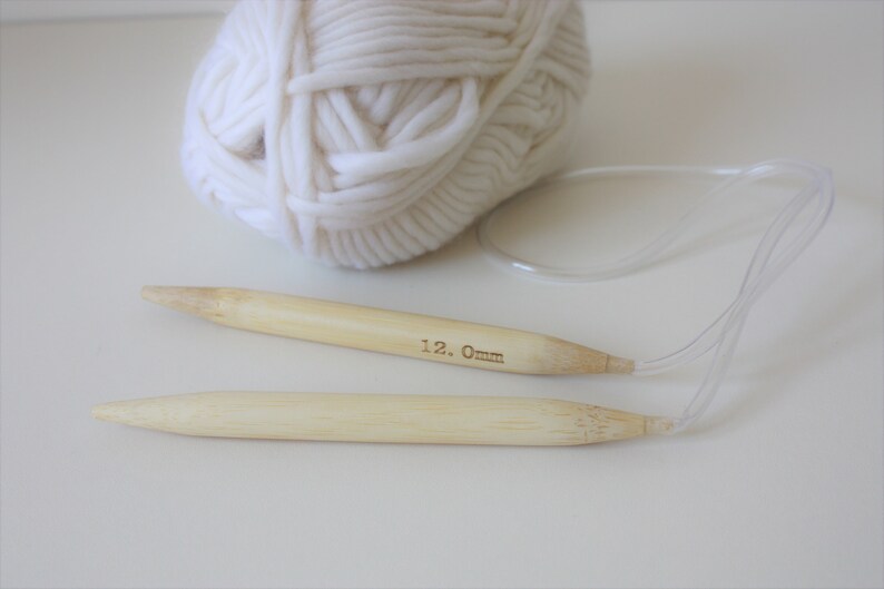 Circular Knitting Needles, Chunky Knit Needles, Wooden Needles Knitting Gift, Bamboo knitting needles 12mm, Beginner & Kids Knitting Needles image 1