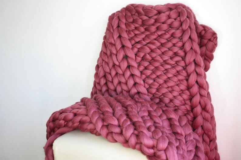 Chunky Knit Blanket Blush Pink Chunky Knit Throw Blush | Etsy