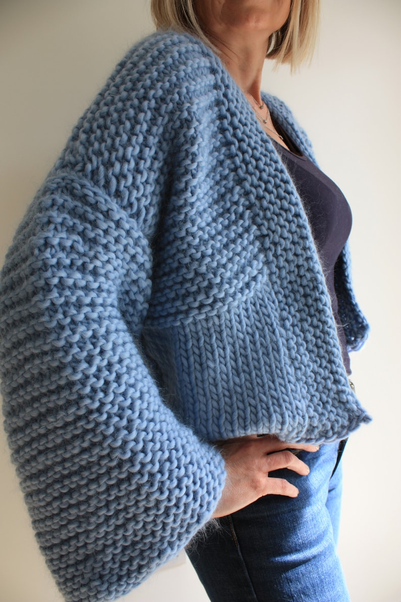 Knitting Pattern Chunky Knit Cardigan Pattern Easy Cropped Etsy UK