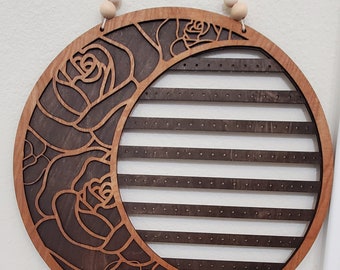 Hanging Earring Holder - Floral Moon